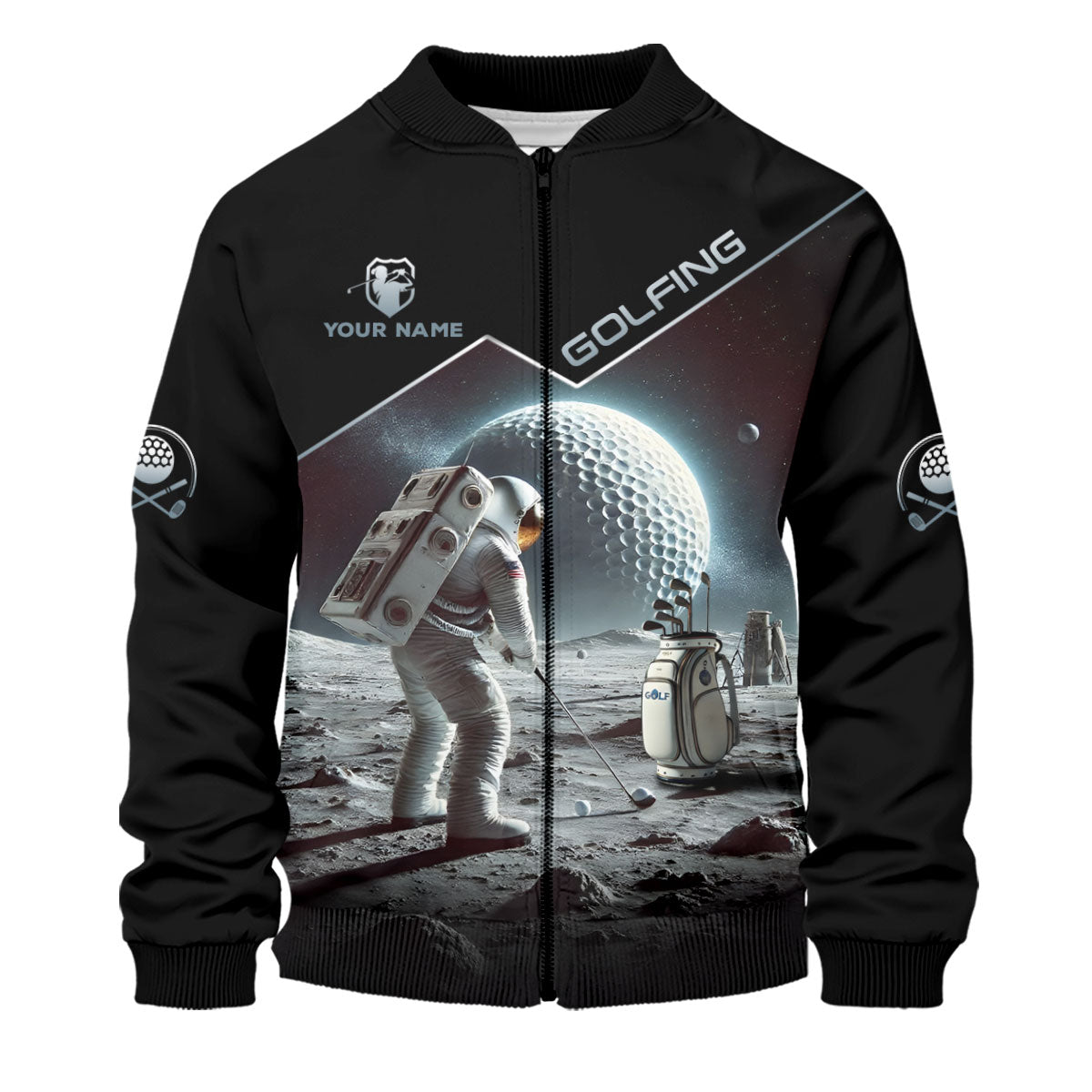 Outer Space Personalized Funny Men's Golf Polo Shirt, Christmas Golf Gift