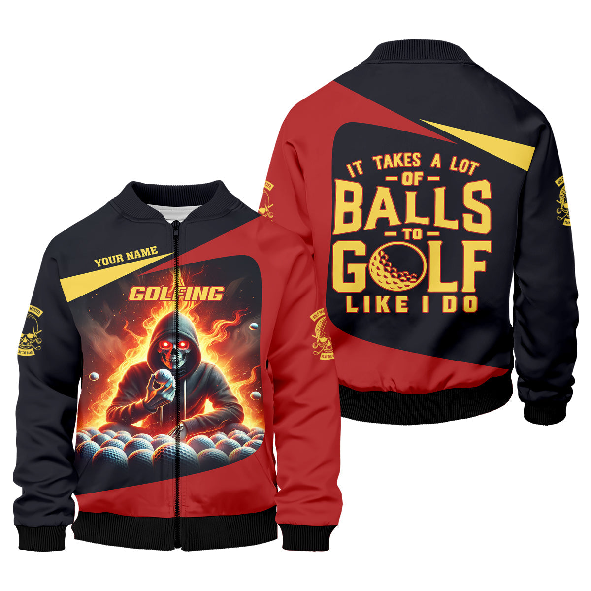 It Takes A Lot of Balls to Golf Like I Do Custom Skull Funny Golf Polo Shirt, Dad Golf Gifts