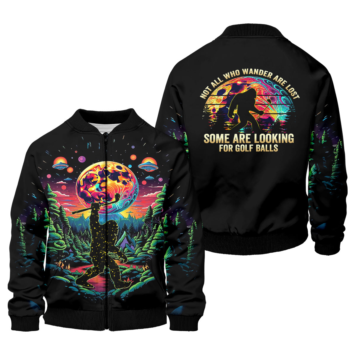 Not All Who Wander Are Lost Men's Golf Polo Shirt, Funny Bigfoot Golf Shirt, Dad Golf Gift