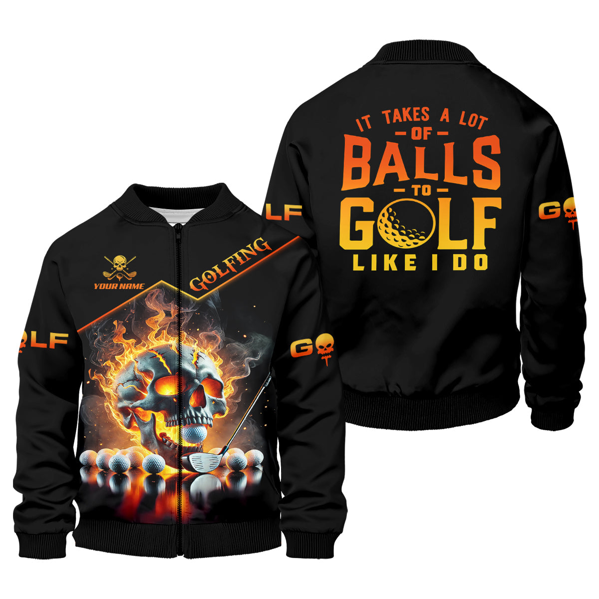 It Takes A Lot Of Balls To Golf Like I Do Custom Men's Golf Polo Shirt, Skull Golf Shirt, Funny Golf Shirt
