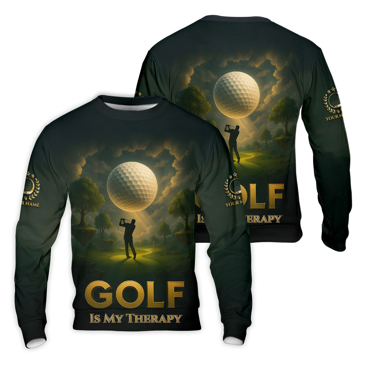 Golf Is My Therapy Cool Golf Polos, Golf Shirts For Men, Personalized Golf Ball Hoodies For Men, Customized Golf Polos