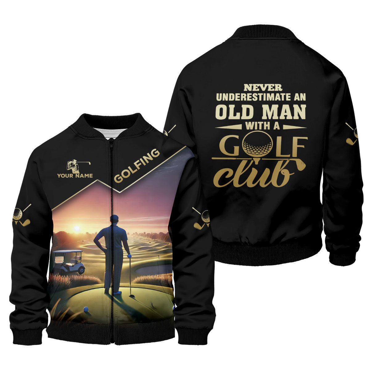 Never Underestimate An Old Man Personalized Men's Golf Polo Shirt, Christmas Golf Gift