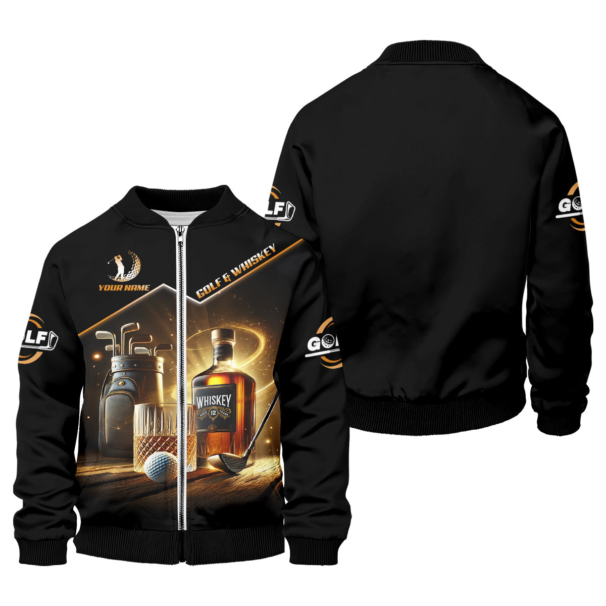 Golf And Whiskey Custom Men's Golf Polo Shirt, Whiskey Golf Shirt, Gift For Golfers