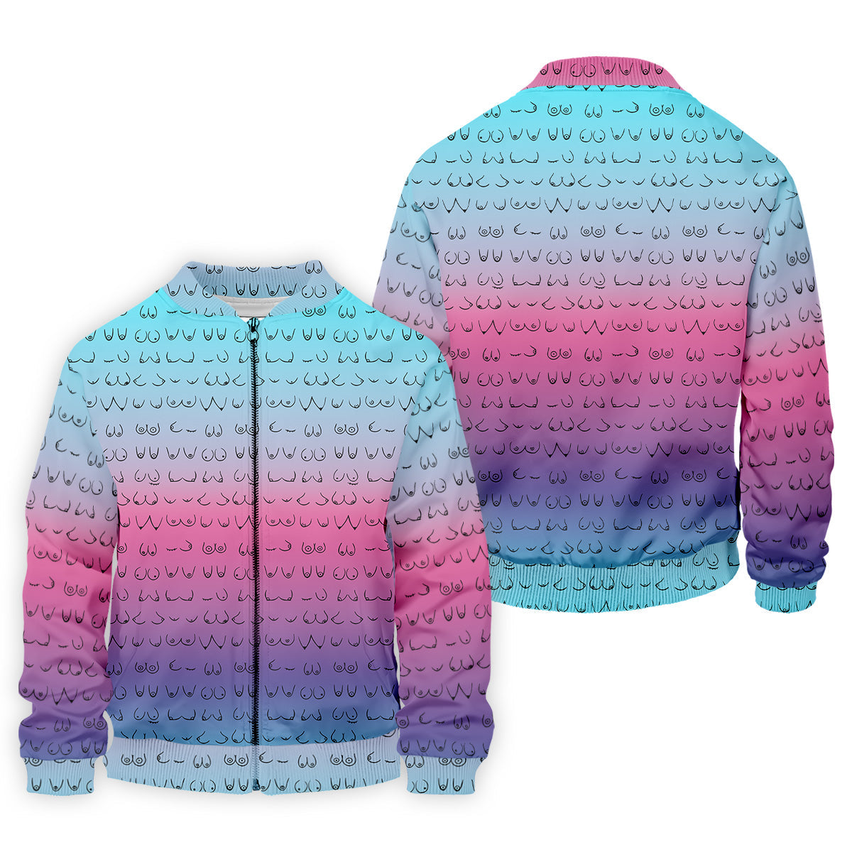 Blue Pink Ombre Boobs Golf Shirt, Fun Men's Golf Polos, Cool Golf Gifts, Polo For Men