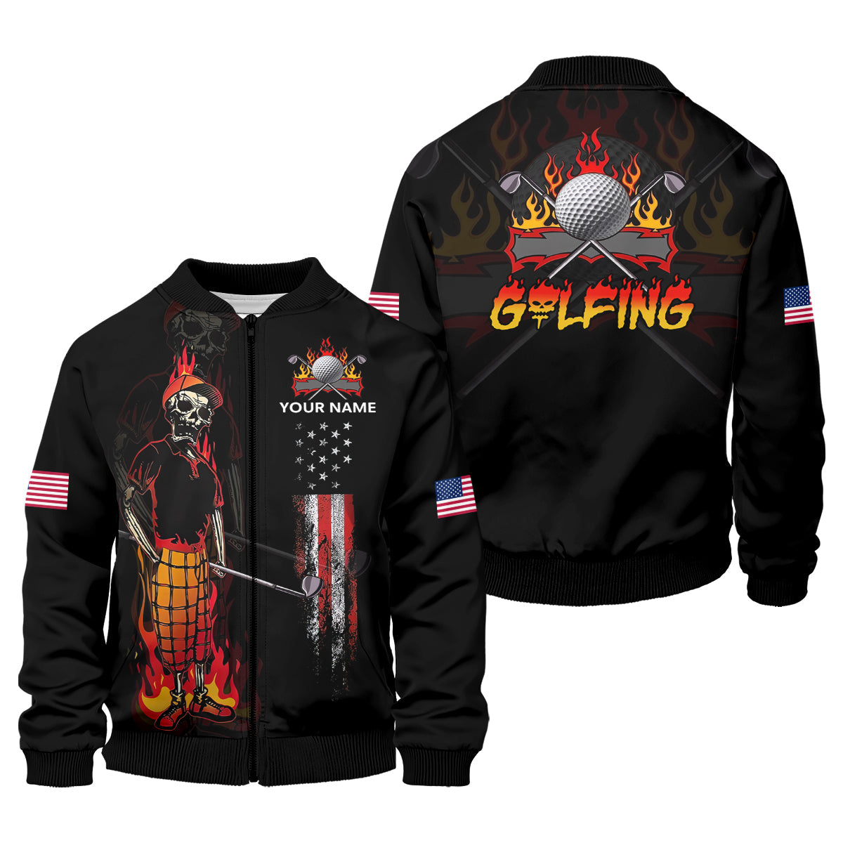 Custom Skull Golf Polo Shirt, Mens Golf Gift, Funny Golf Shirt