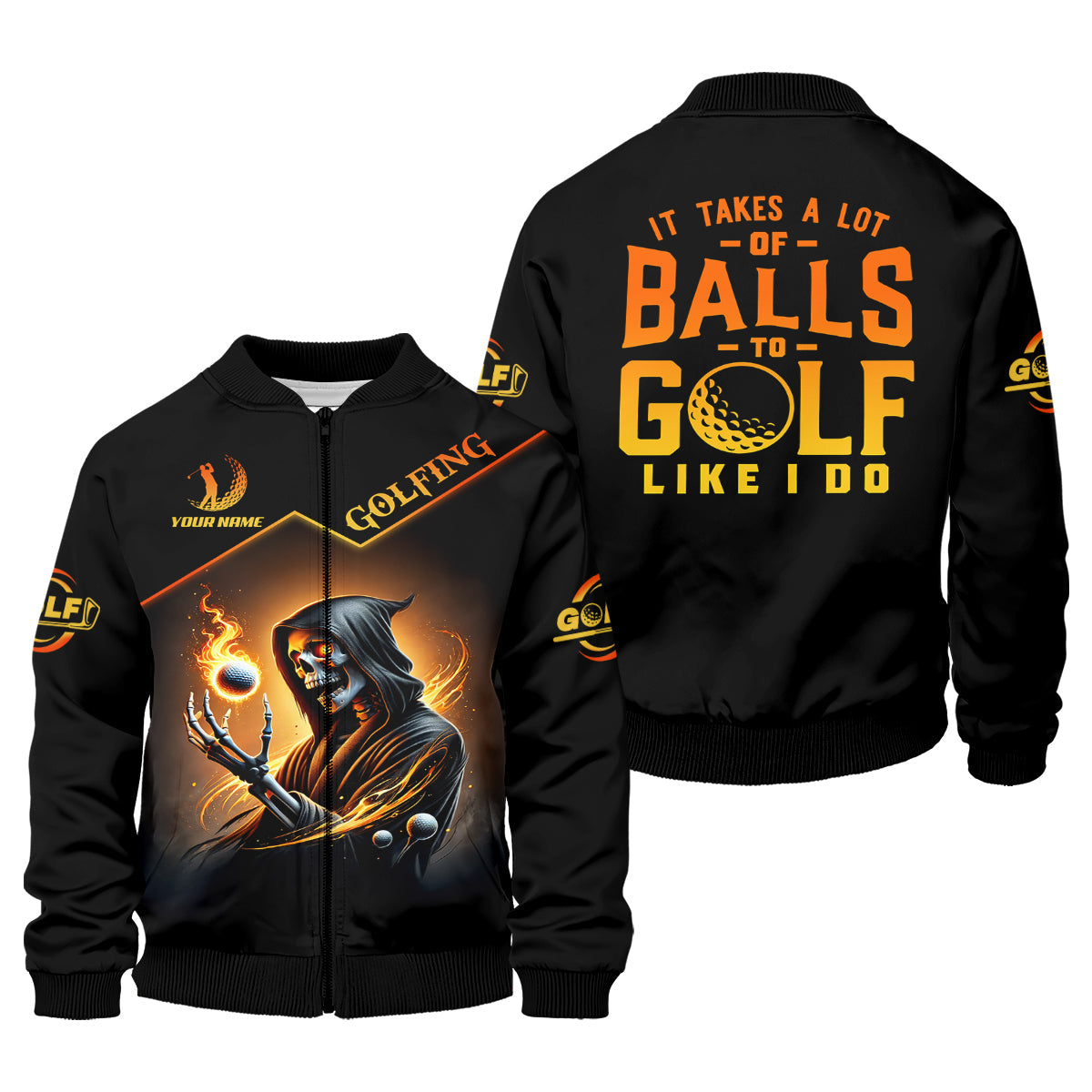 It Takes A Lot Of Golf Balls To Golf Like I Do Golden Fire Custom Men's Golf Polo Shirt, Dad Golf Gifts