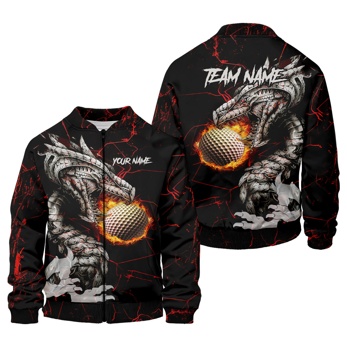 Flaming Dragon Custom Golf Polo Shirt, Dad Golf Gift, Golf Lover Gifts