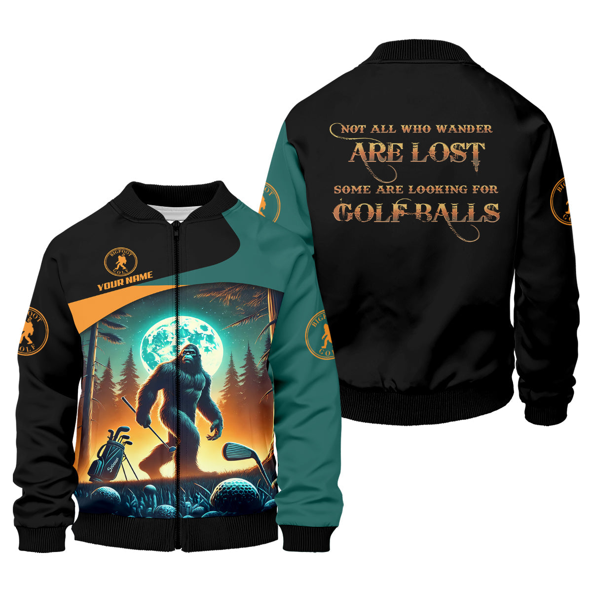 Not All Who Wander Are Lost Bigfoot Custom Men's Golf Polo Shirt, Hilarious Golf Shirt, Funny Golf Gift