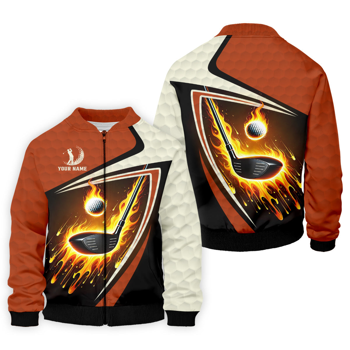 Fire Golf Ball Custom Men's Golf Polo Shirt, Funny Golf Shirt, Christmas Golf Gift