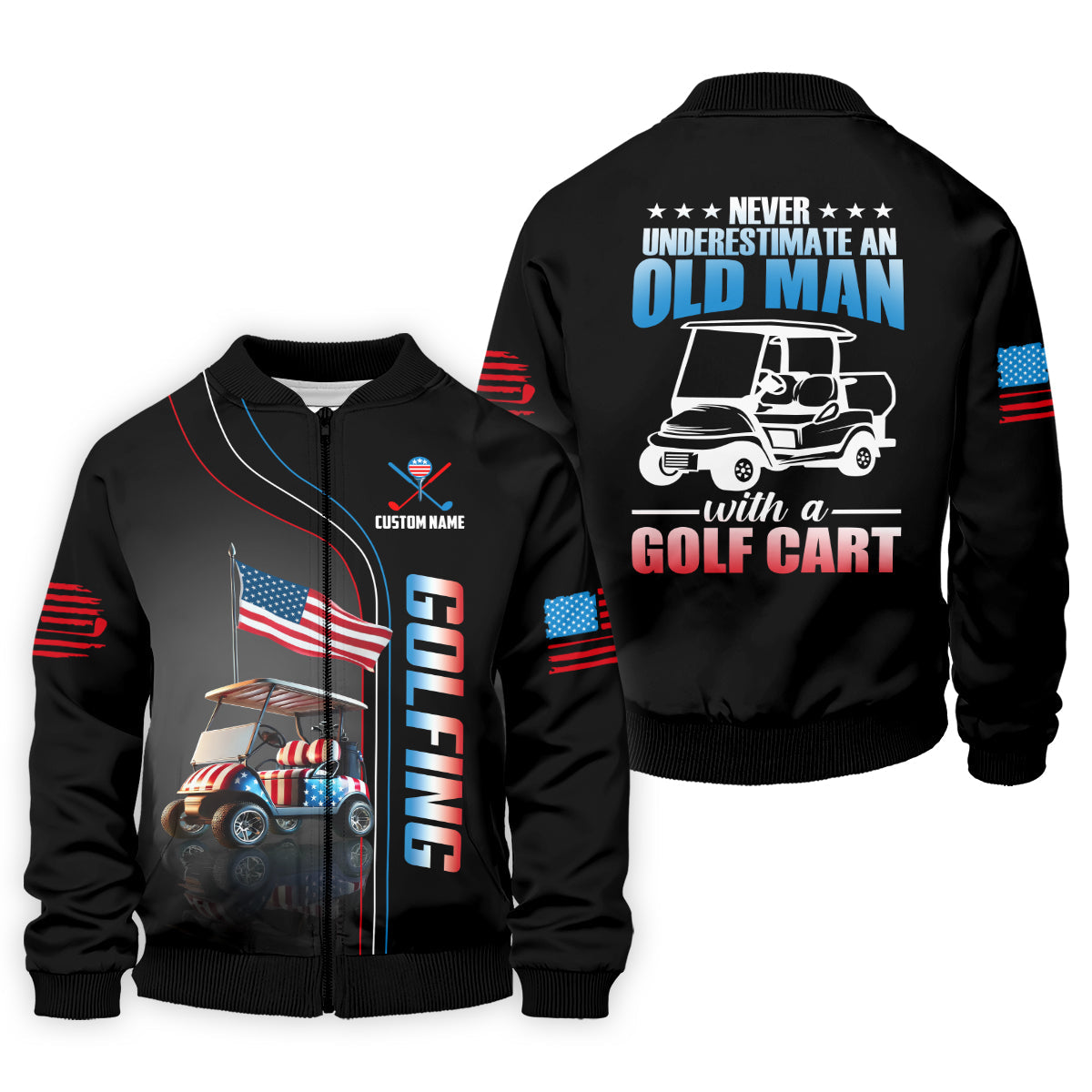 Never Underestimate An Old Man Custom Men's Golf Polo Shirt, Funny Golf Shirt, Dad Golf Gift