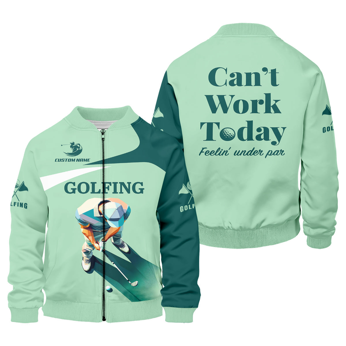 Can't Work Today Feelin Under Par Custom Men's Golf Polo Shirt, Funny Golf Shirt, Gift For Golfers