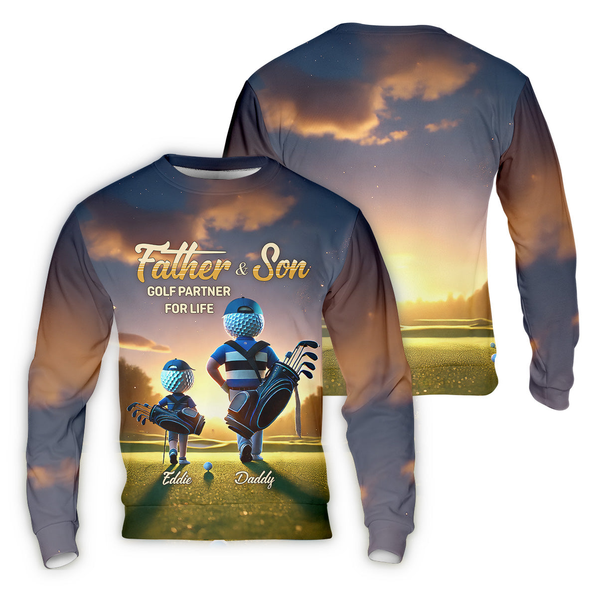 Father And Son Golf Partner For Life Custom Men's Golf Polo Shirt, Dad Golf Gift, Christmas Golf Gift