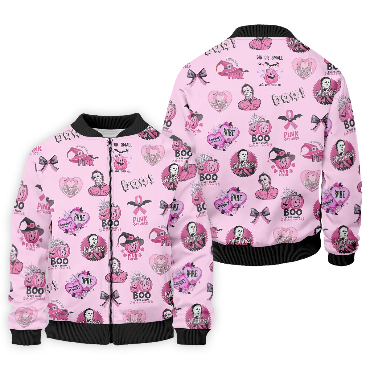 Funny Michael Horror Character Men's Golf Shirt, Pink October Shirt, Halloween Golf Shirt, Men's Golf Shirt