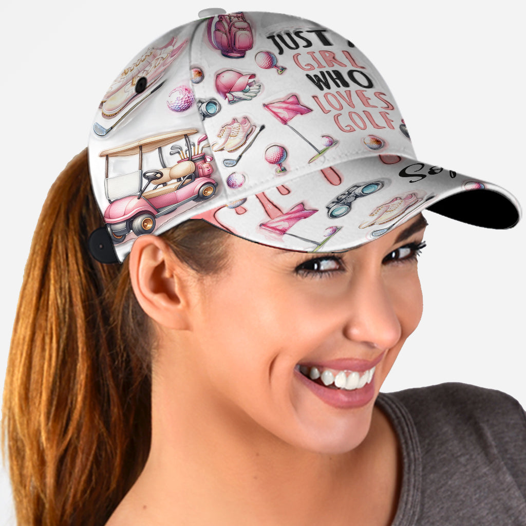 Just A Girl Who Loves Golf Personalized Golf Cap, Mothers Day Gift