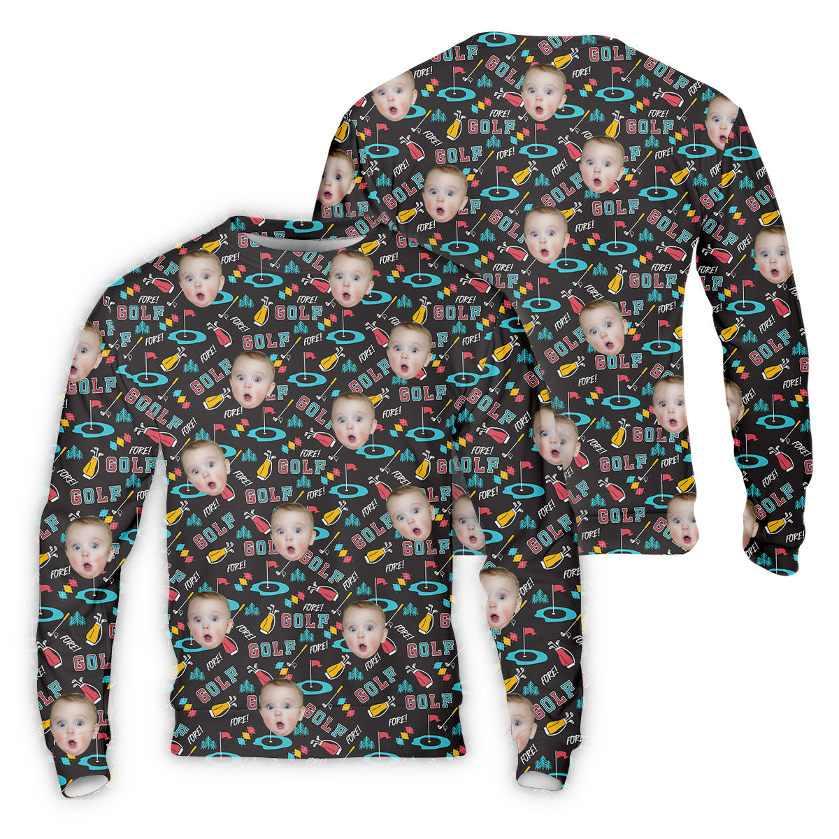 Custom Shirts With Faces, Funny Golf Polo Shirt, Gifts For The Golfing Dad, Golf Gift For Dad