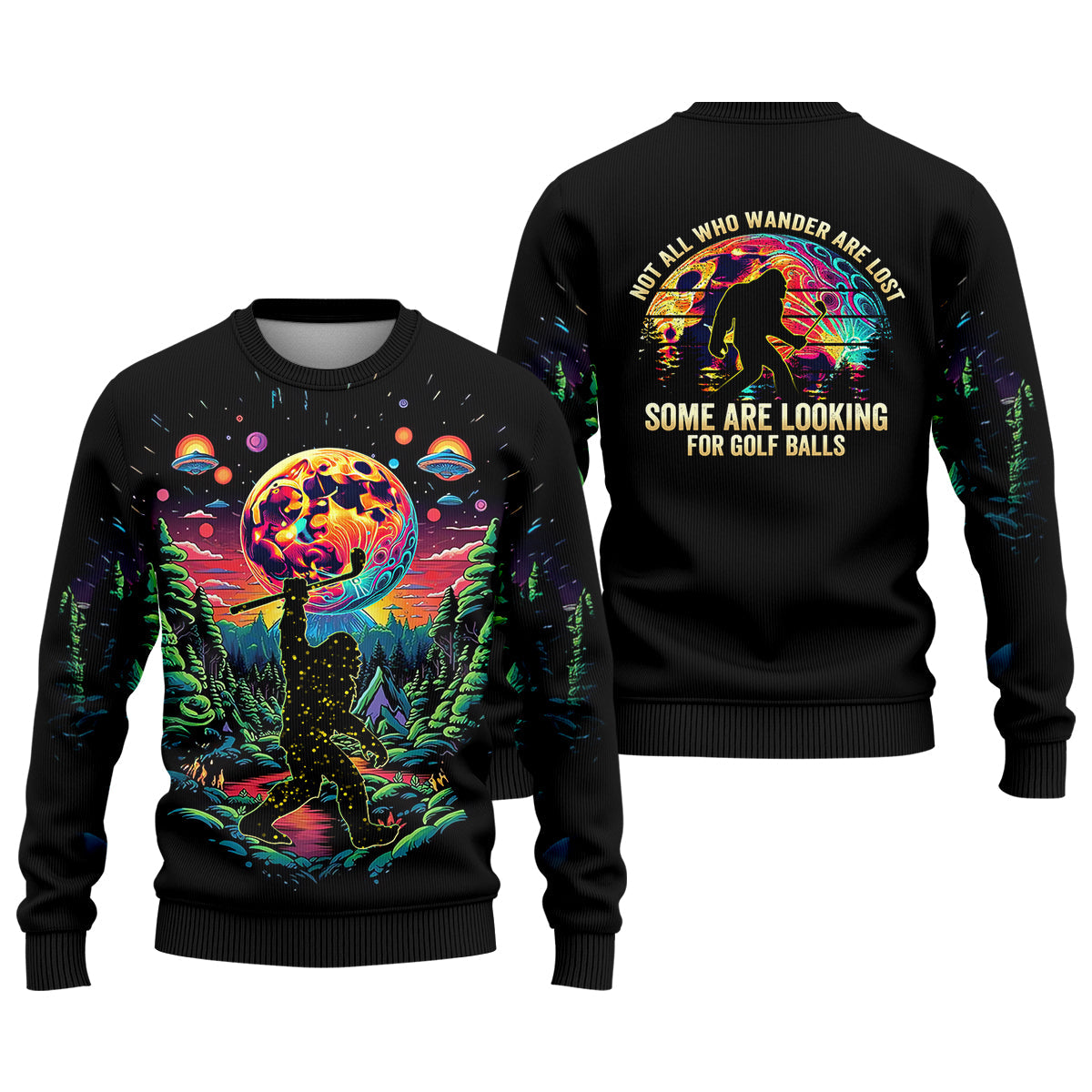 Not All Who Wander Are Lost Men's Golf Polo Shirt, Funny Bigfoot Golf Shirt, Dad Golf Gift