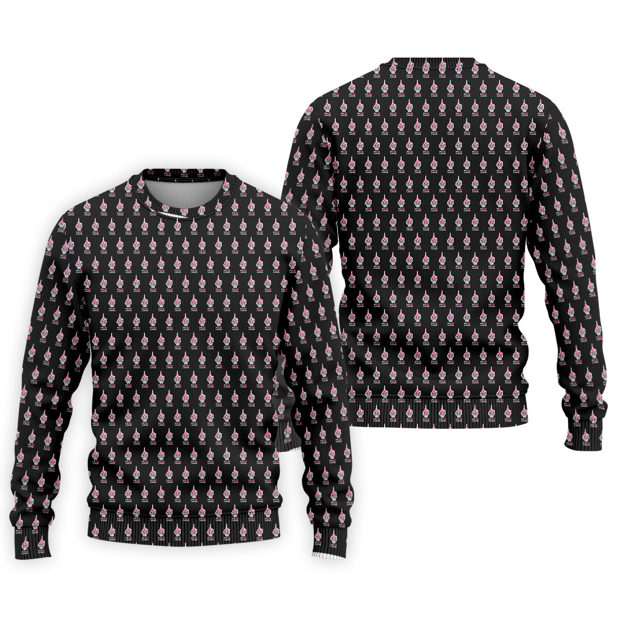 Funny Middle Finger Black Men's Golf Shirt, Fun Golf Shirts For Men, Breast Cancer Support Shirt