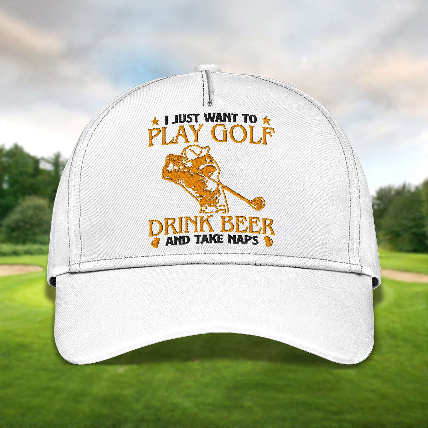 I Just Want To Play Golf Embroidered Baseball Cap, Golf Hat, Dad Golf Gift