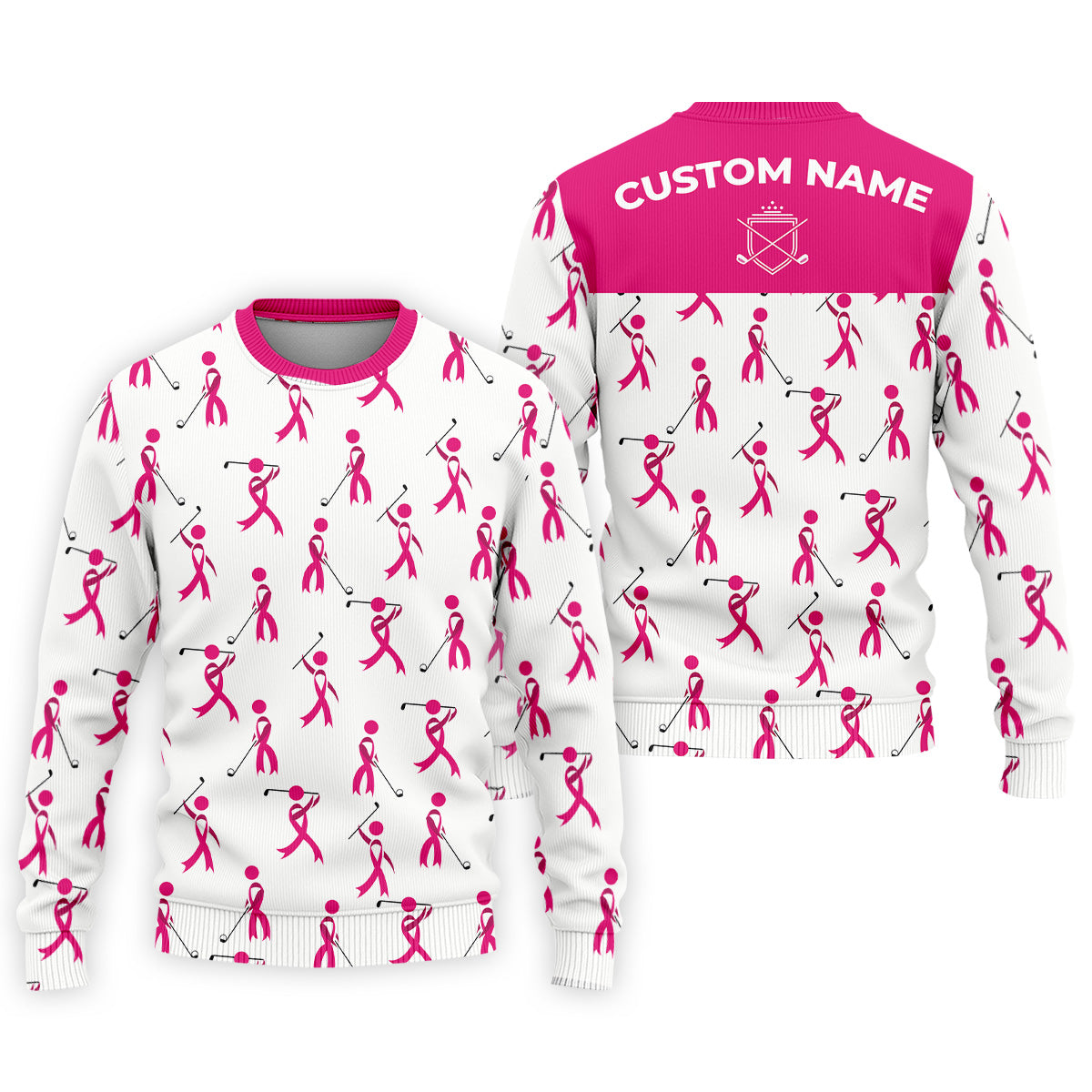 Funny Stick Figure Breast Cancer Golf Shirt, Fun Golf Shirts For Men, Breast Cancer Support Shirt