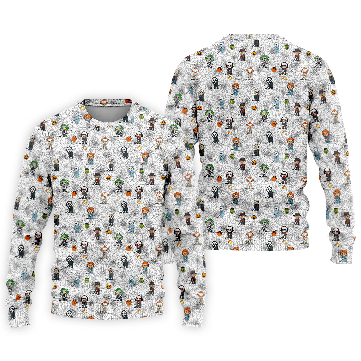 Funny Horror Character White Golf Polo Shirt, Horror Movie Shirt, Halloween Golf Shirt, Fun Golf Polos For Men