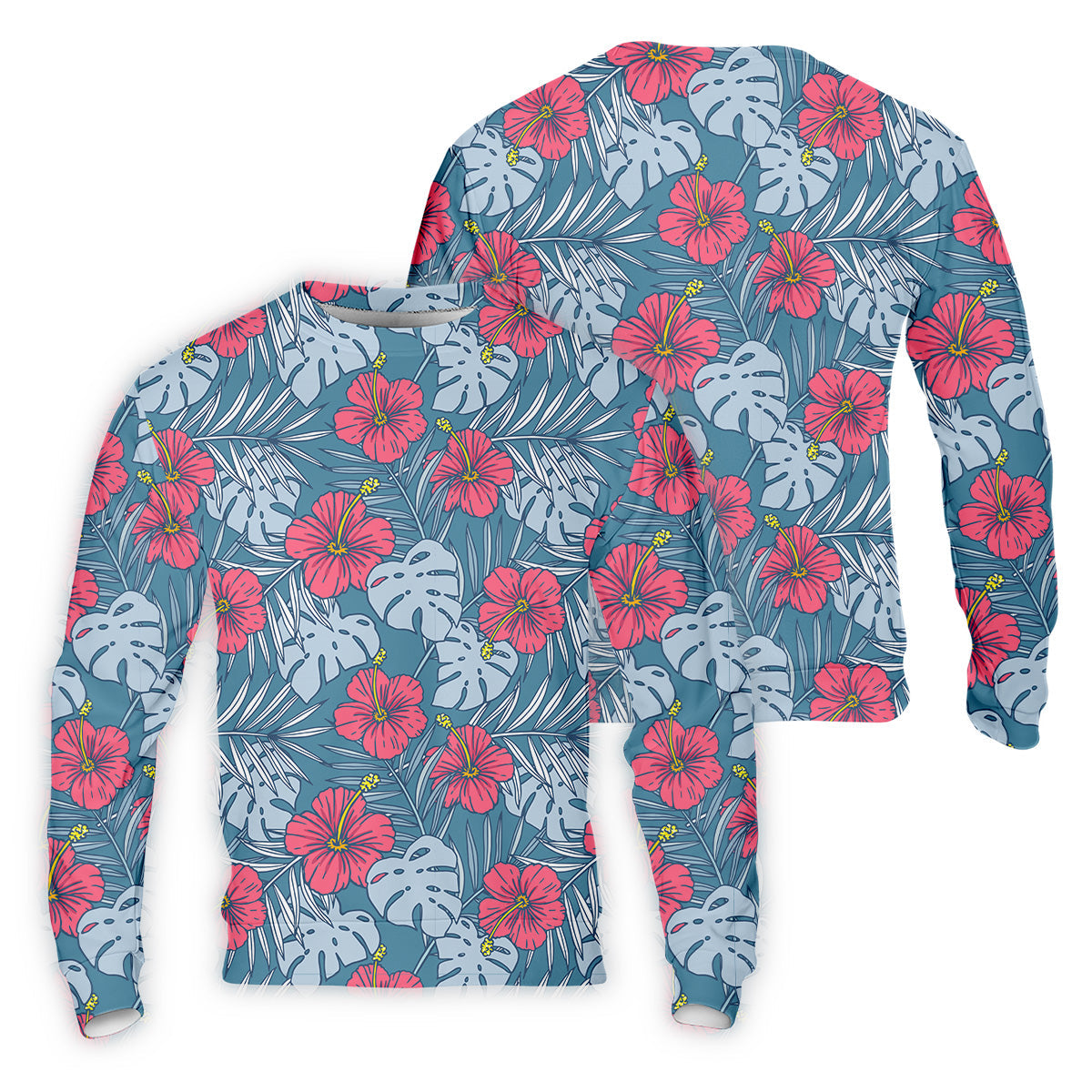 Hibiscus Flower And Leaf Patterned Golf Shirts, Men Golf Polo, Hawaiian Polo Golf Shirts, Matching Golf Shirts