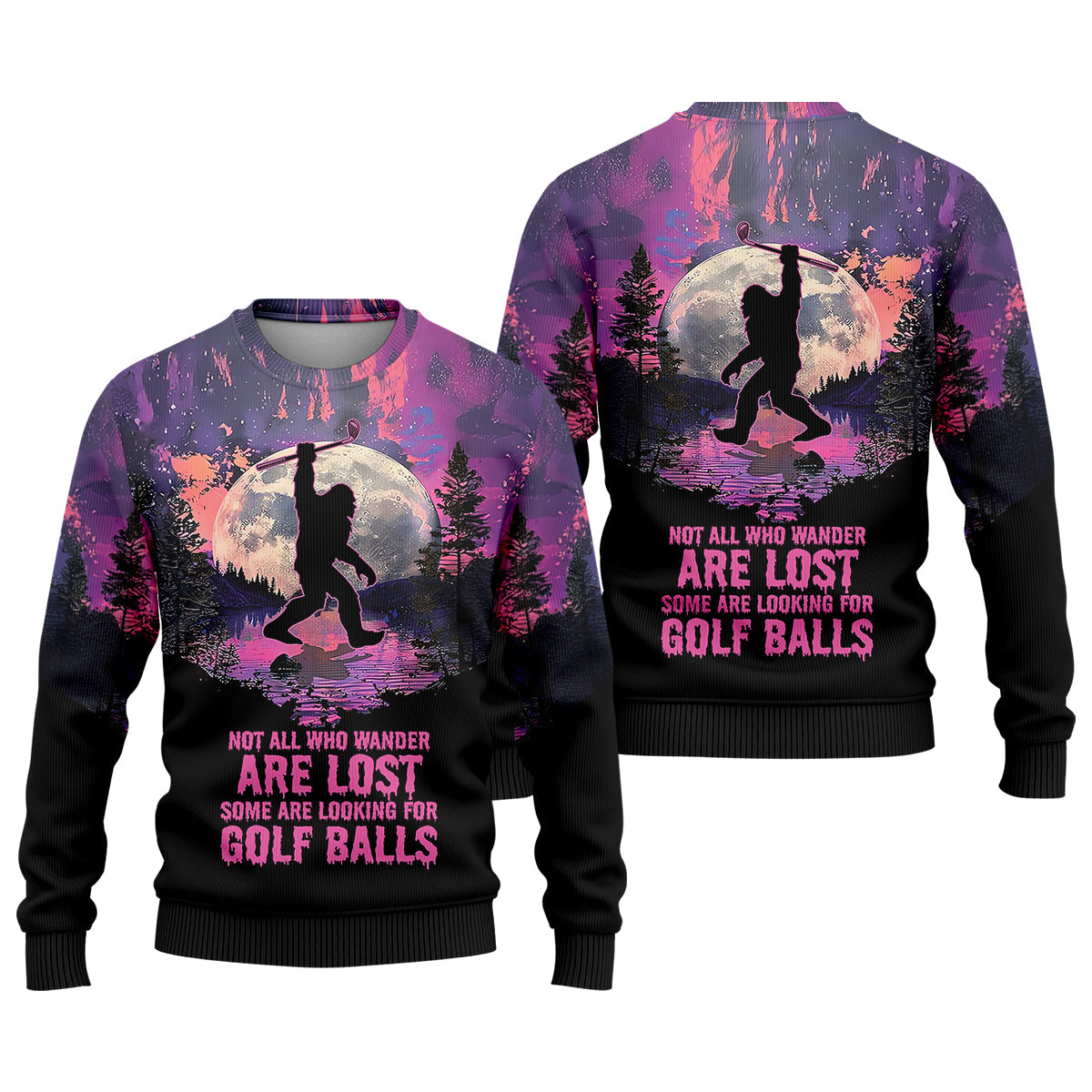 Not All Who Wander Are Lost Bigfoot Custom Men's Golf Polo Shirt, Funny Golf Shirt, Gift For Golfers