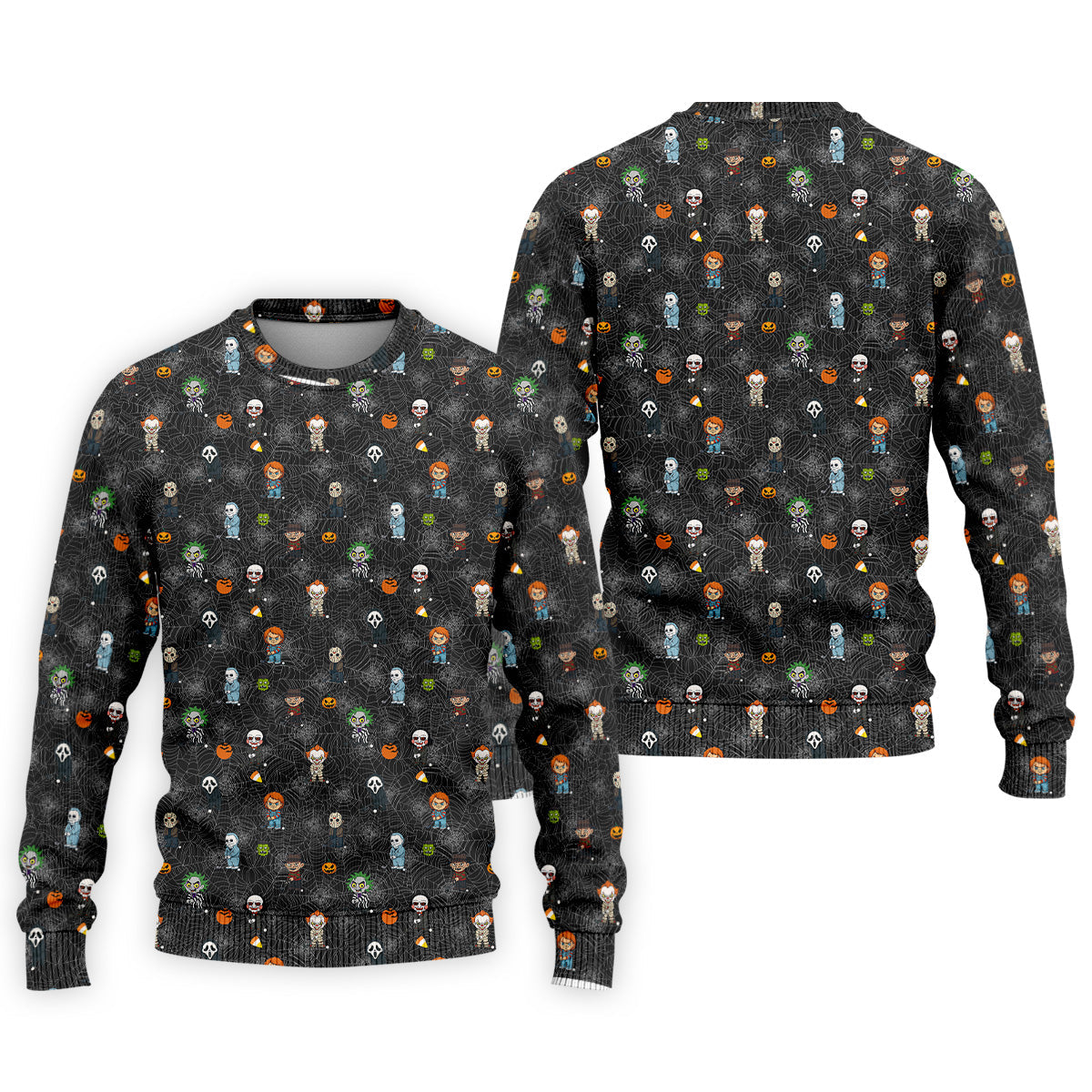 Funny Horror Character Black Golf Polo Shirt, Horror Movie Shirt, Halloween Golf Shirt, Fun Golf Polos For Men