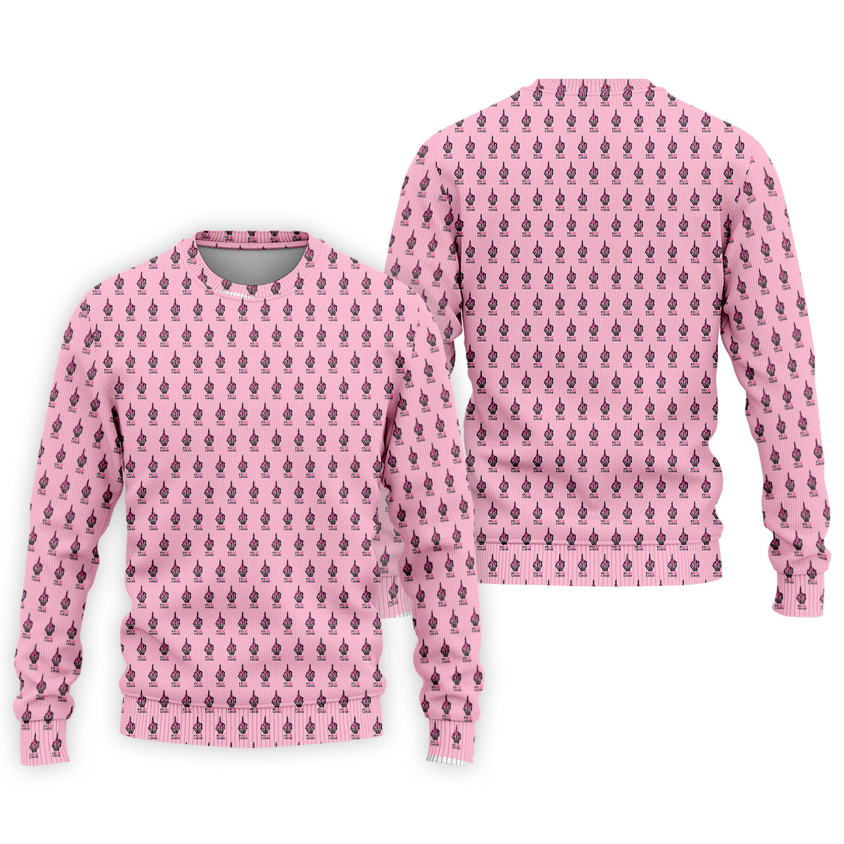 Funny Middle Finger Pink Men's Golf Shirt, Breast Cancer Golf Shirt, Fun Golf Shirts For Men