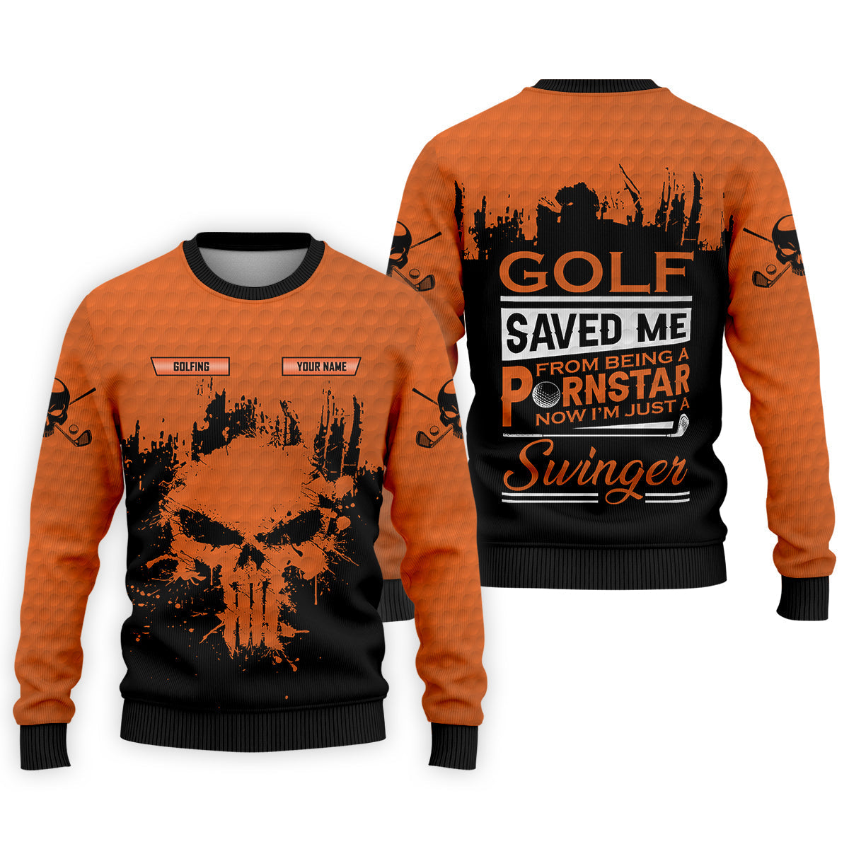 Golf Saved Me From Being A Porn Star Now I'm Just A Swinger Custom Skull Golf Polo Shirt, Dad Golf Gift
