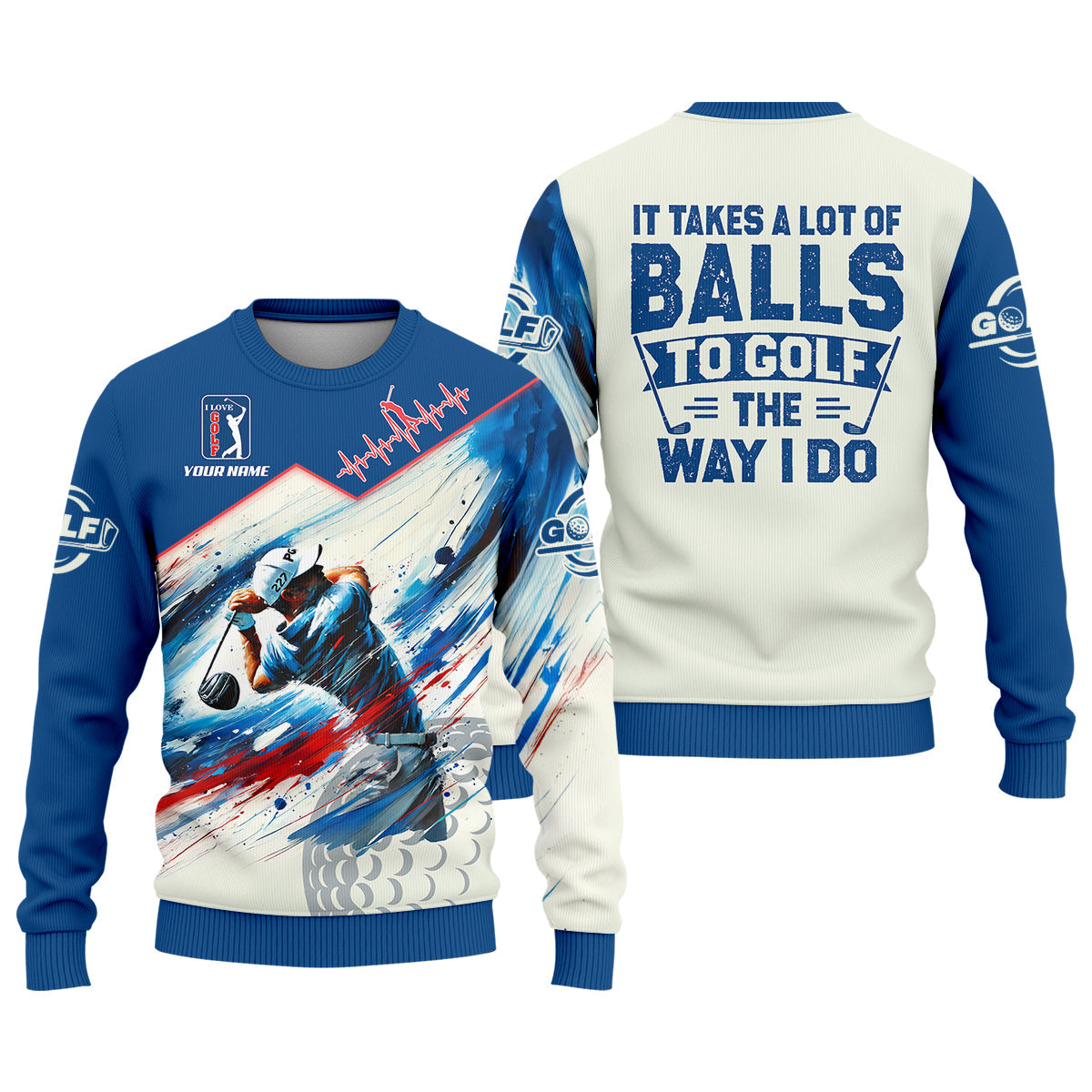 It Takes A Lot Of Balls To Golf The Way I Do Custom Men's Golf Polo Shirt, Mens Golf Gift, Mens Golf Shirt