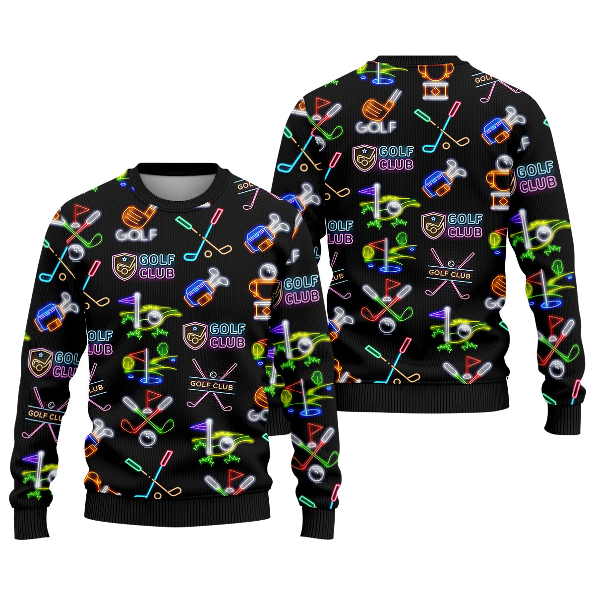 Neon Golf Clubs Men's Golf Polo Shirt, Funny Golf Shirt, Dad Golf Gift, Christmas Golf Gift