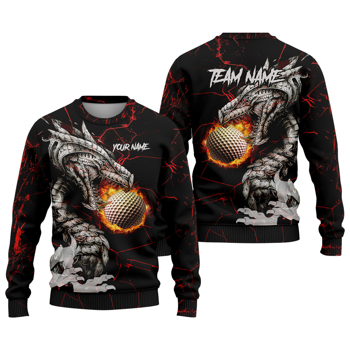 Flaming Dragon Custom Golf Polo Shirt, Dad Golf Gift, Golf Lover Gifts