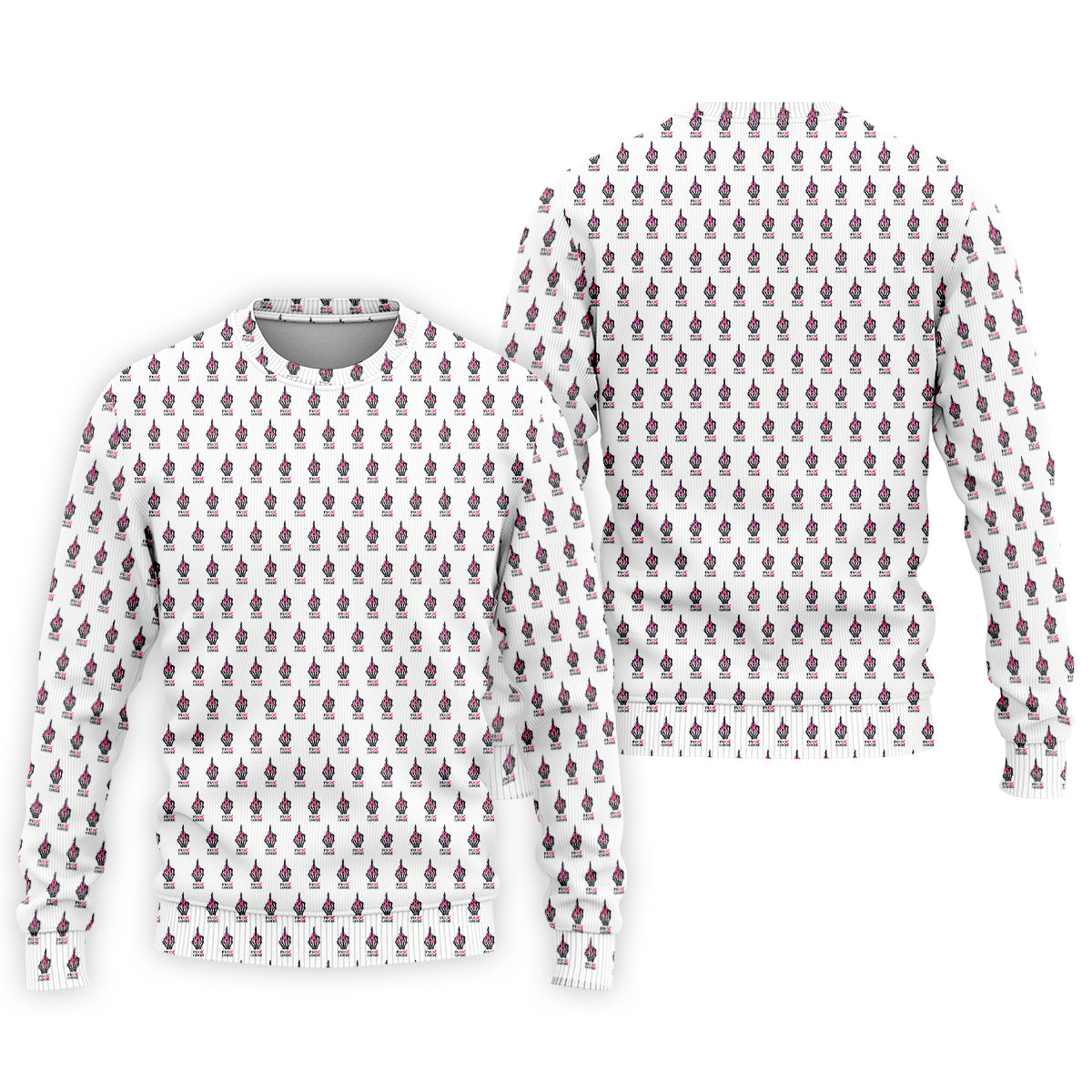 Funny Middle Finger Pink Ribbon Men's Golf Shirt, Breast Cancer Golf Shirt, Fun Golf Shirts For Men