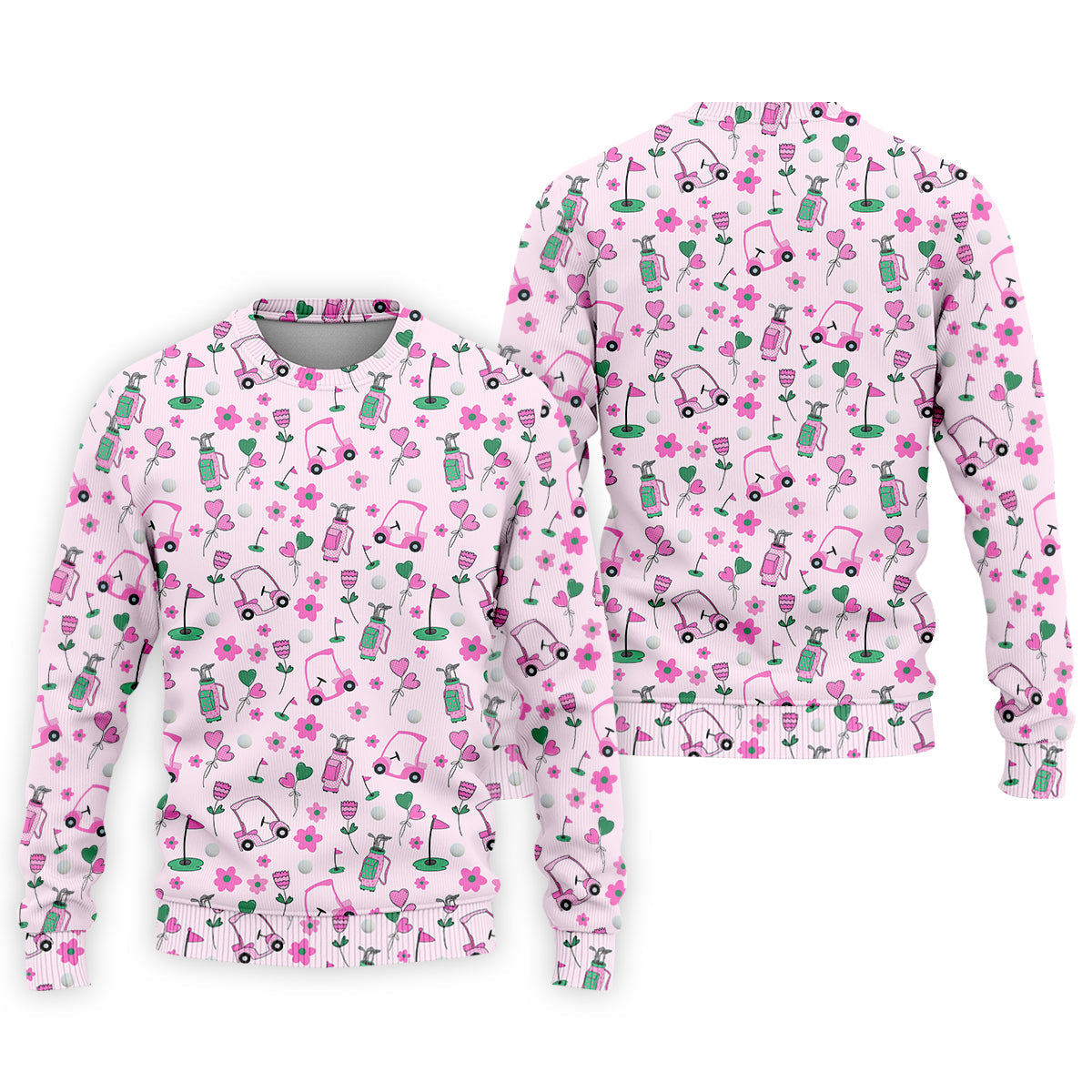 Seamless Pink Green Funny Womens Golf Polo Shirt, Ladies Golf Shirt, Womens Sleeveless Golf Shirts