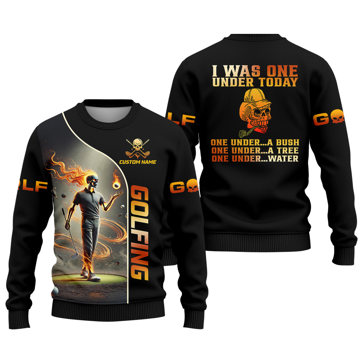 I Was One Under Today Custom Men's Golf Polo Shirt, Funny Skull Golf Shirt, Dad Golf Gift