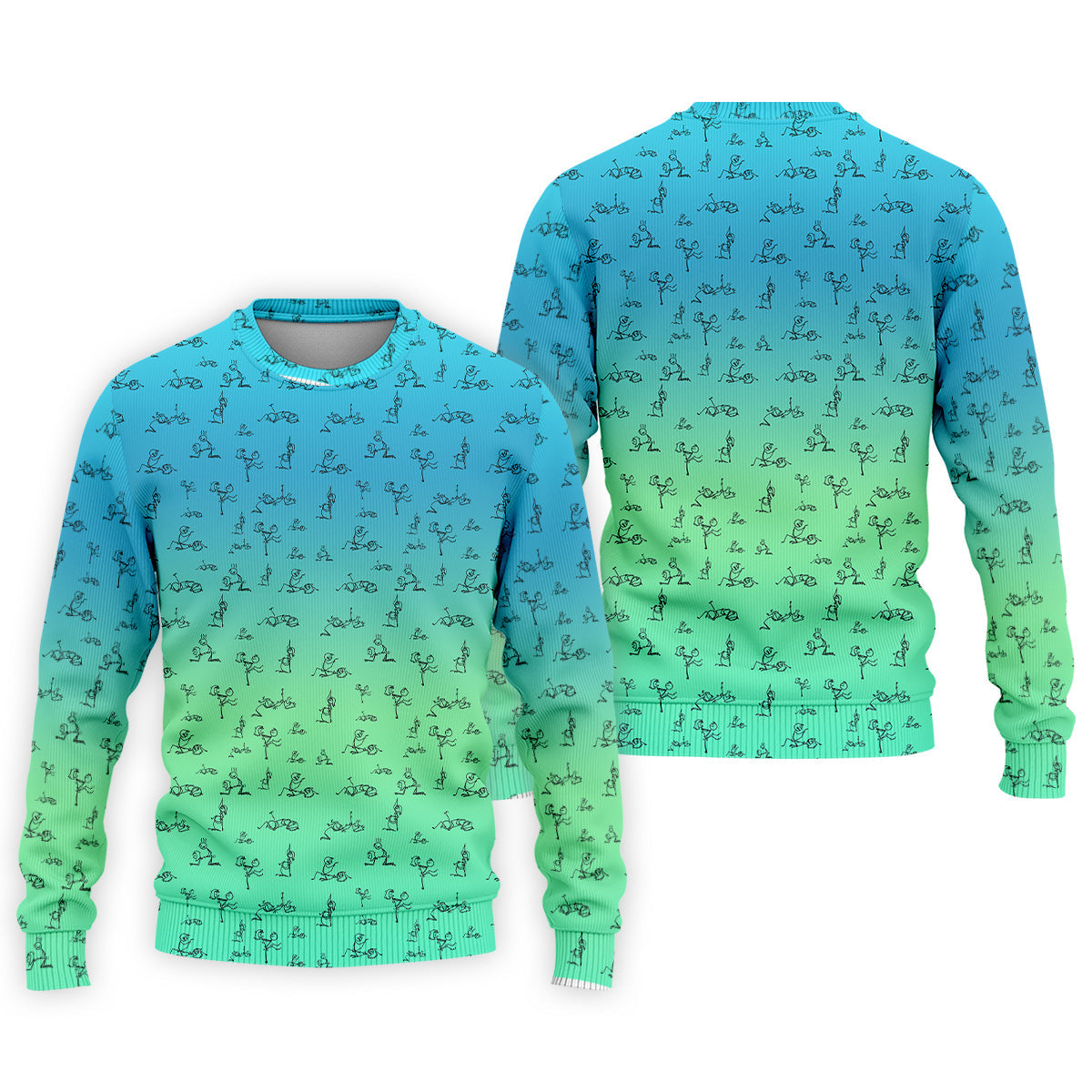 Stick Figure Couple Ombre Fun Men's Golf Polos, Unique Gift For Golfer, Golf Accessories For Men