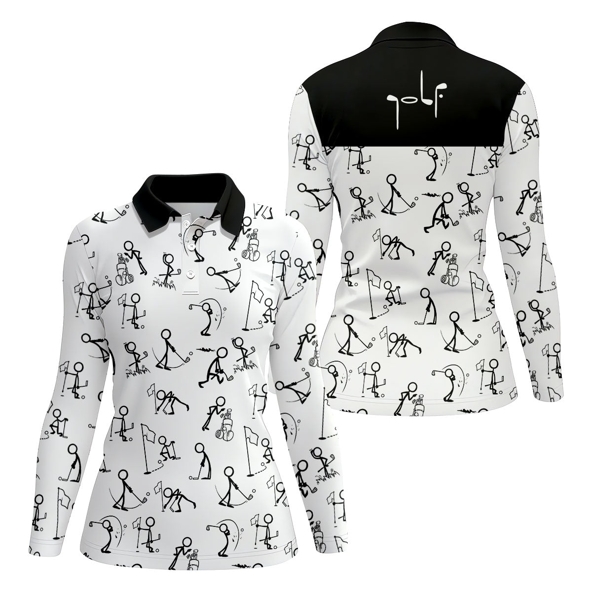 Personalized Funny Golf Shirts For Ladies, Black And White Golf Shirts, Golf Gifts For Ladies, Matching Golf Shirts