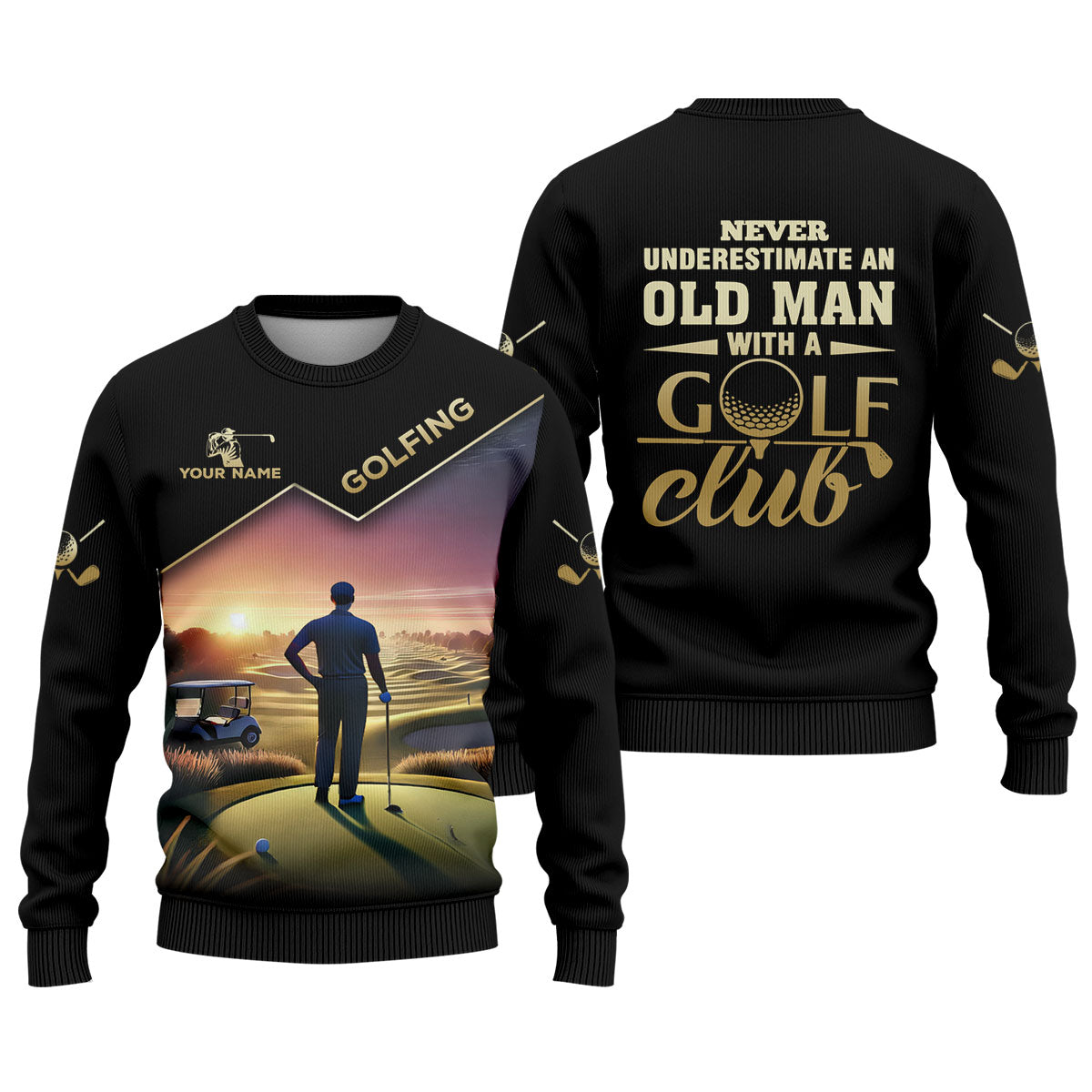 Never Underestimate An Old Man Personalized Men's Golf Polo Shirt, Christmas Golf Gift