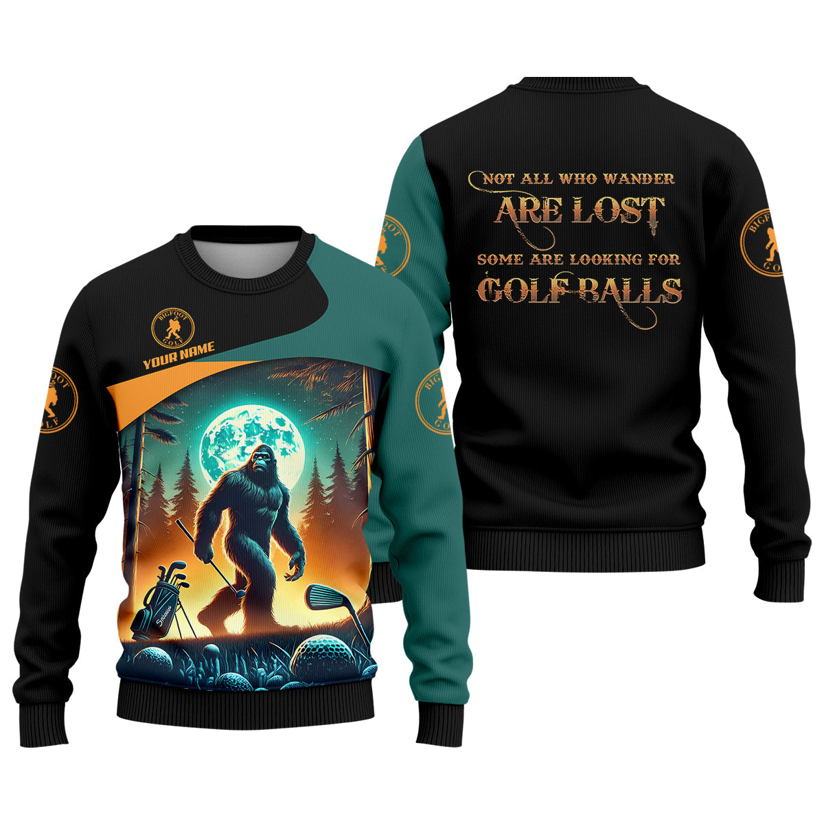 Not All Who Wander Are Lost Bigfoot Custom Men's Golf Polo Shirt, Hilarious Golf Shirt, Funny Golf Gift