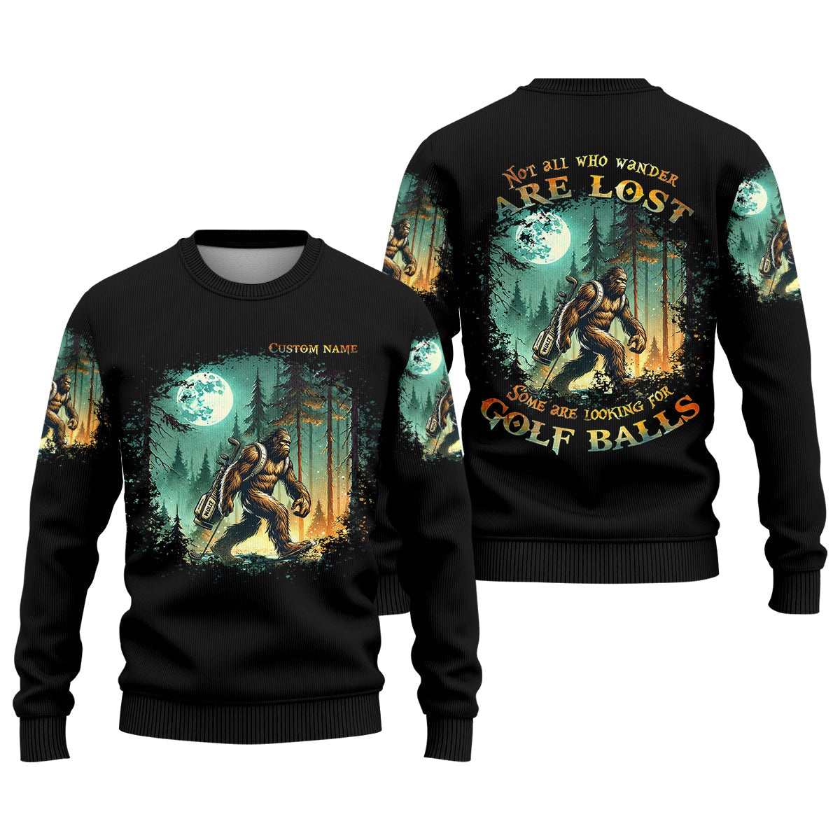 Not All Who Wander Are Lost Custom Bigfoot Men's Golf Polo Shirt, Funny Golf Shirt, Dad Golf Gift