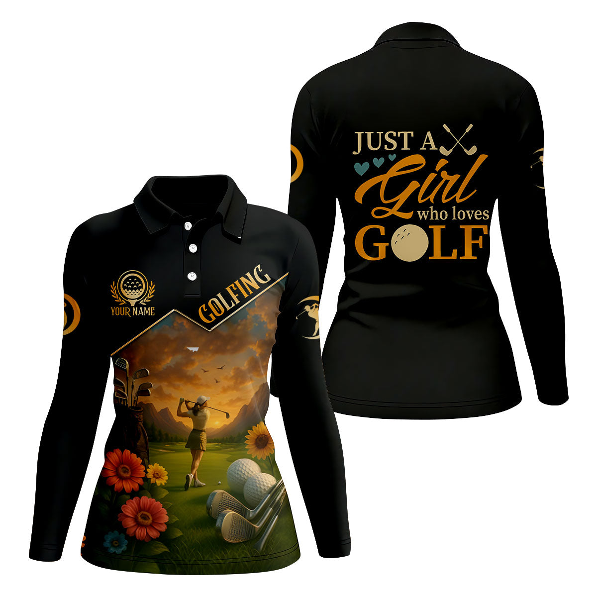 Just A Girl Who Loves Goft Custom Womens Golf Polo Shirt, Ladies Golf Shirts, Womens Golf Clothes