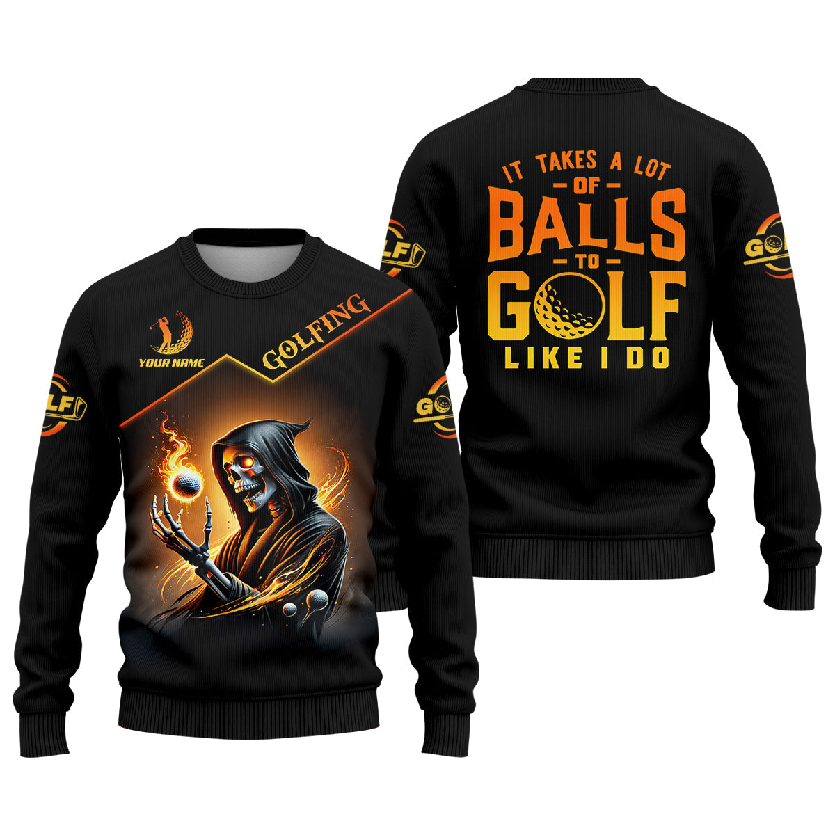 It Takes A Lot Of Golf Balls To Golf Like I Do Golden Fire Custom Men's Golf Polo Shirt, Dad Golf Gifts