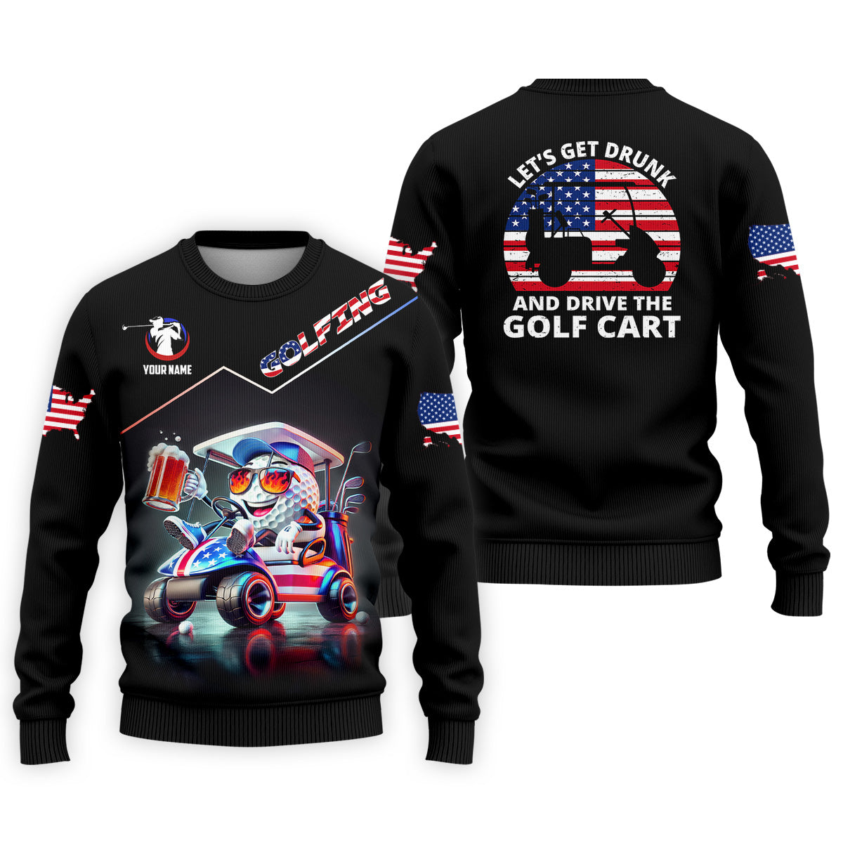 Let's Get Drunk Custom Men's Golf Polo Shirt, Funny Golf Shirt, Dad Golf Gift