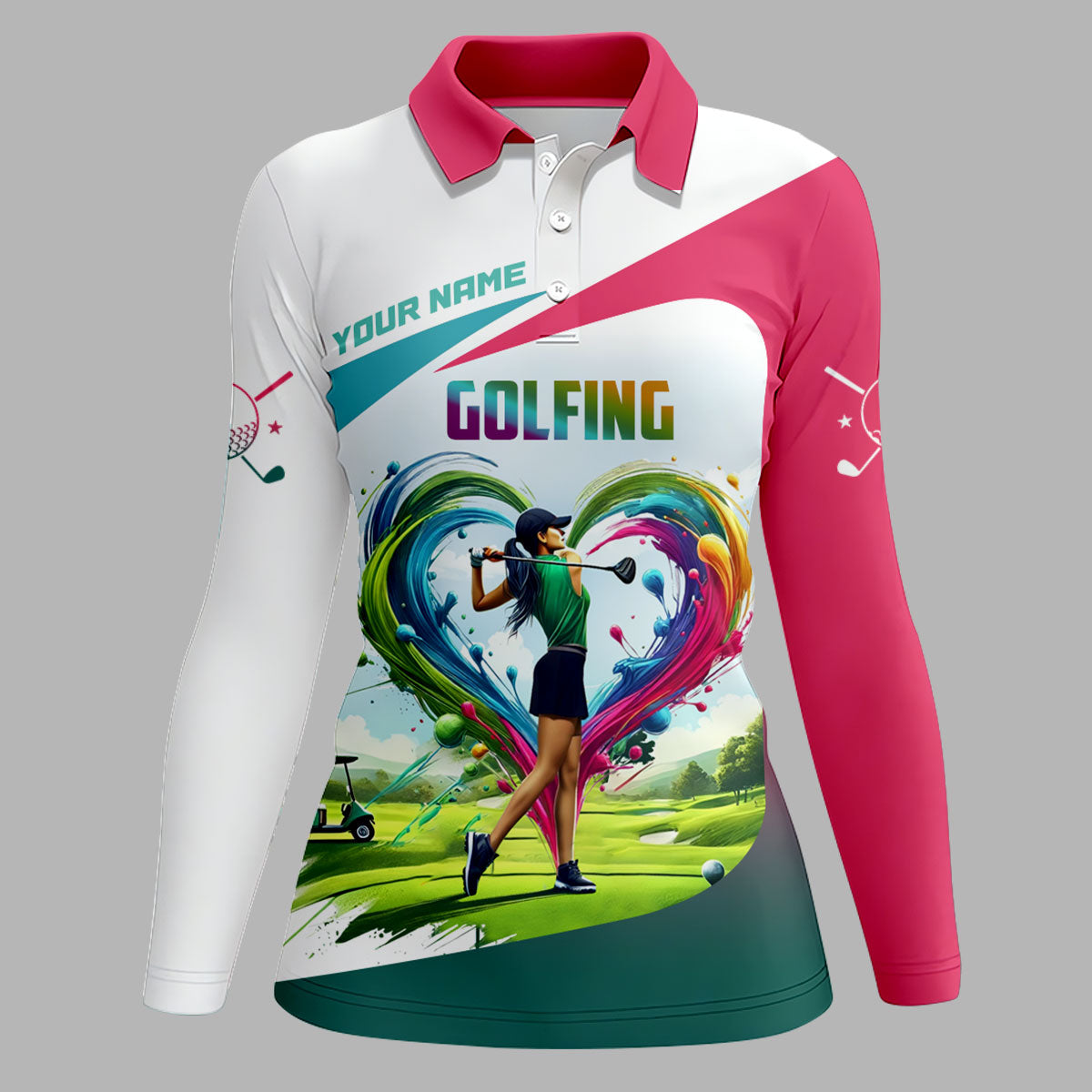 Golf Swing Women Funny Womens Golf Polo Shirt, Fun Womens Golf Shirts, Custom Ladies Golf Shirt