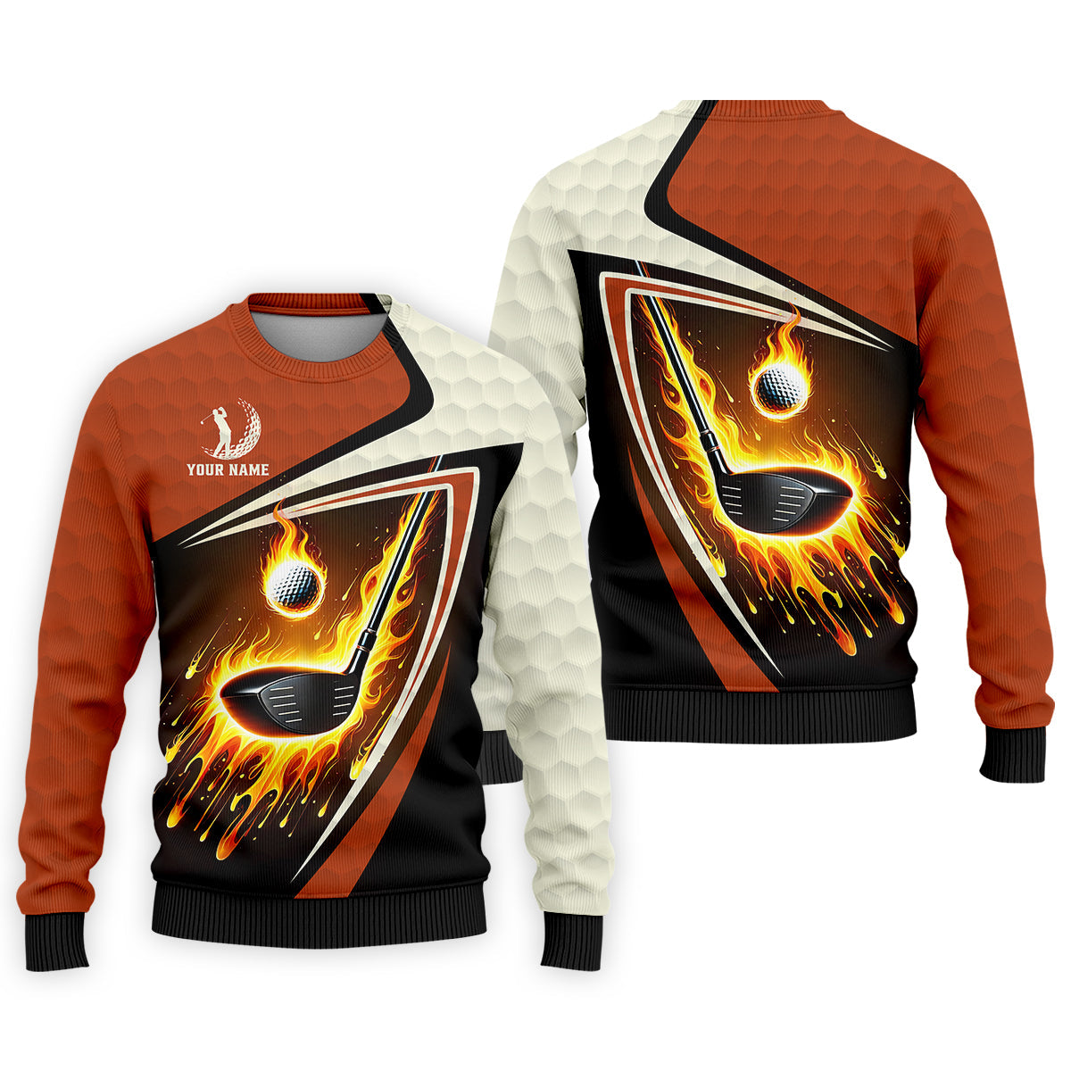 Fire Golf Ball Custom Men's Golf Polo Shirt, Funny Golf Shirt, Christmas Golf Gift