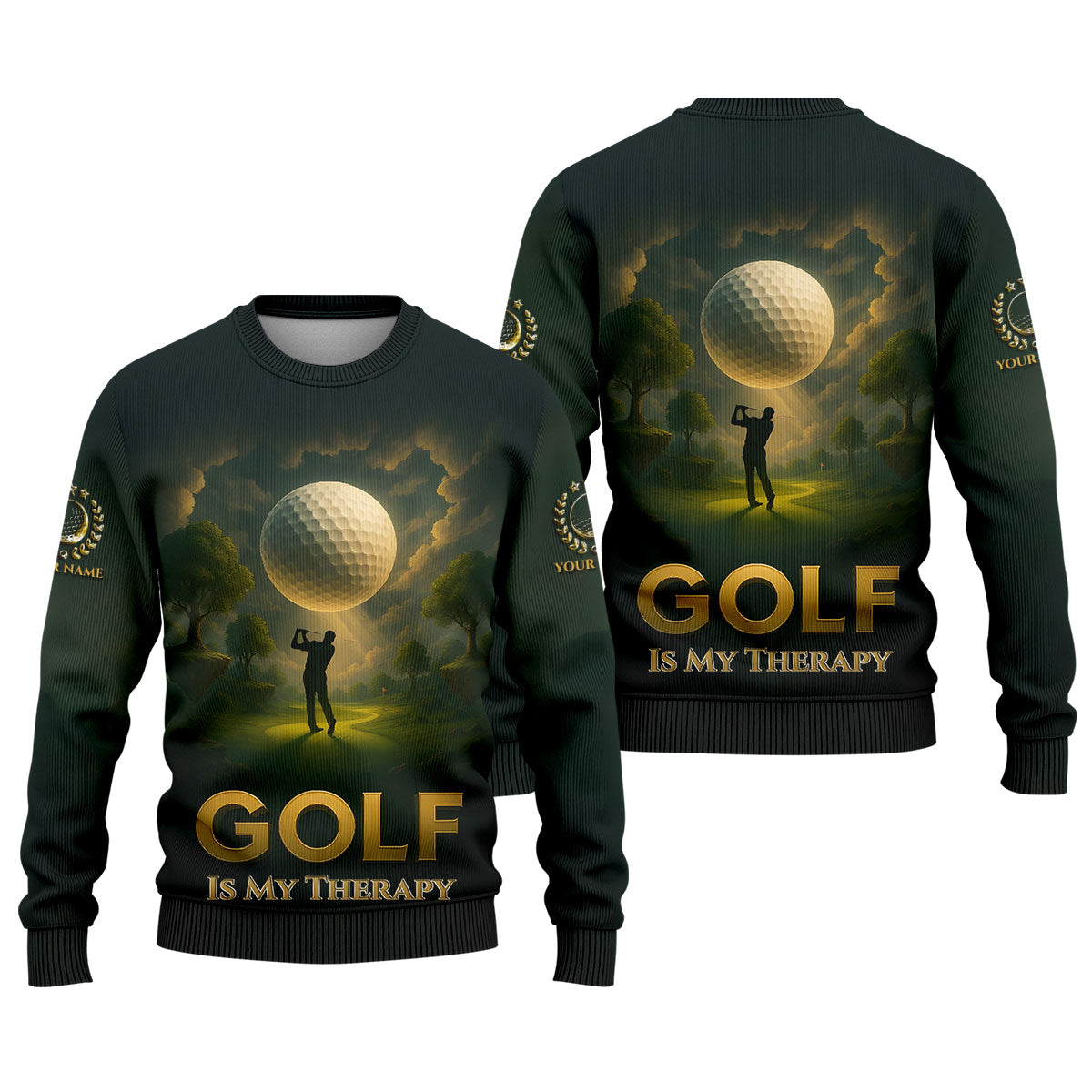Golf Is My Therapy Cool Golf Polos, Golf Shirts For Men, Personalized Golf Ball Hoodies For Men, Customized Golf Polos