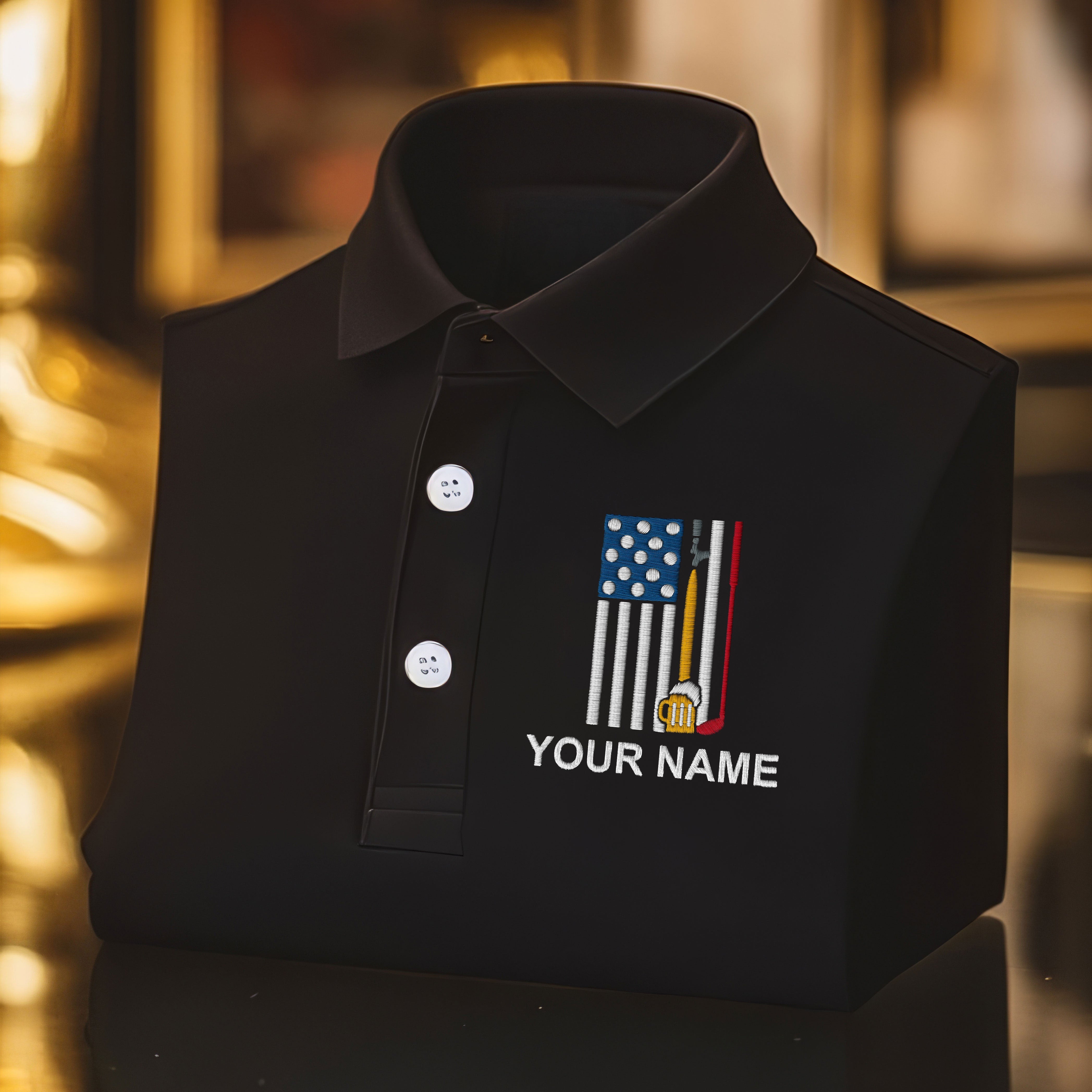 Funny Golf Beer Custom Embroidered Golf Polo Shirt, Dad Golf Gift