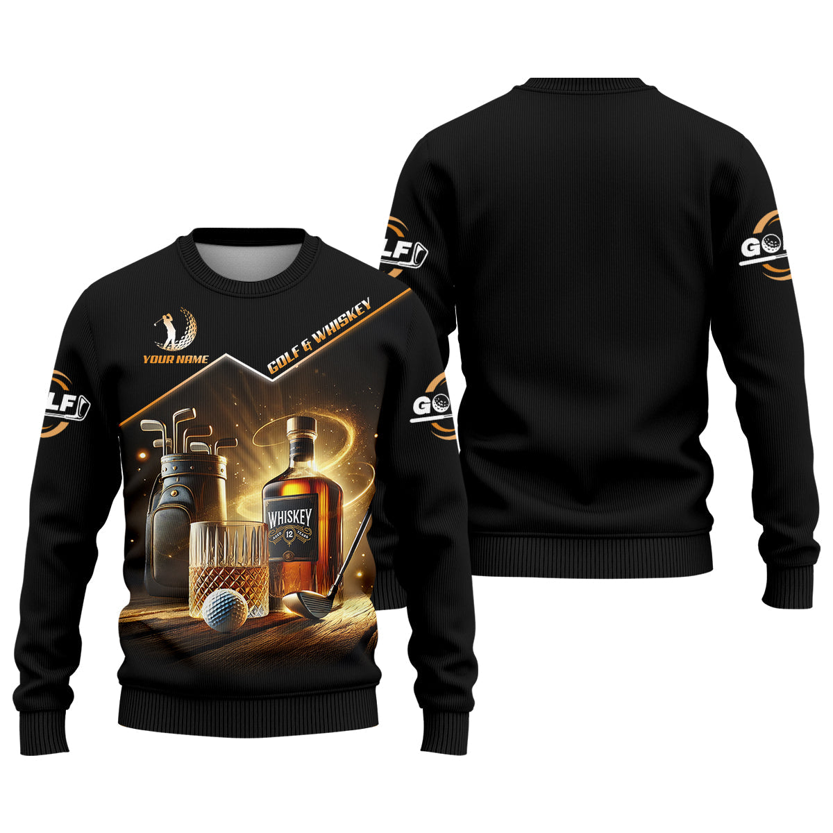 Golf And Whiskey Custom Men's Golf Polo Shirt, Whiskey Golf Shirt, Gift For Golfers