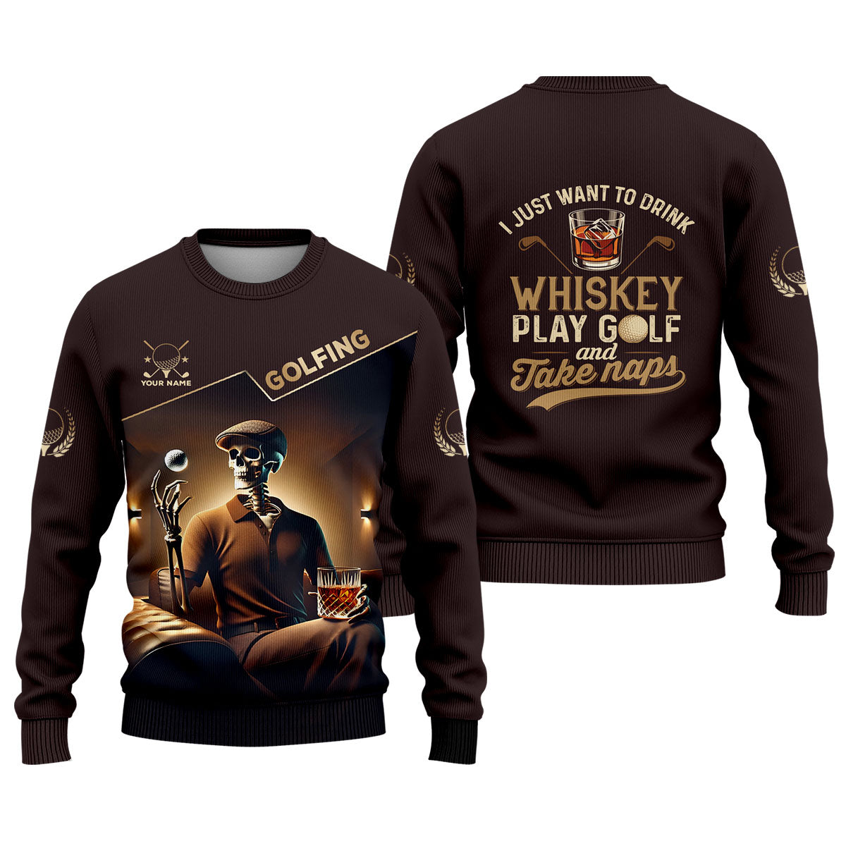 I Just Wanna To Drink Whiskey And Play Golf Customize Golf Shirts For Men, Best Gifts For Golfers, Dad Golf Gift