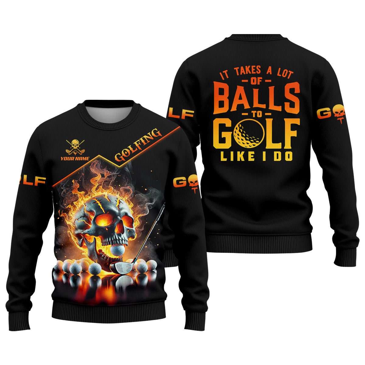 It Takes A Lot Of Balls To Golf Like I Do Custom Men's Golf Polo Shirt, Skull Golf Shirt, Funny Golf Shirt